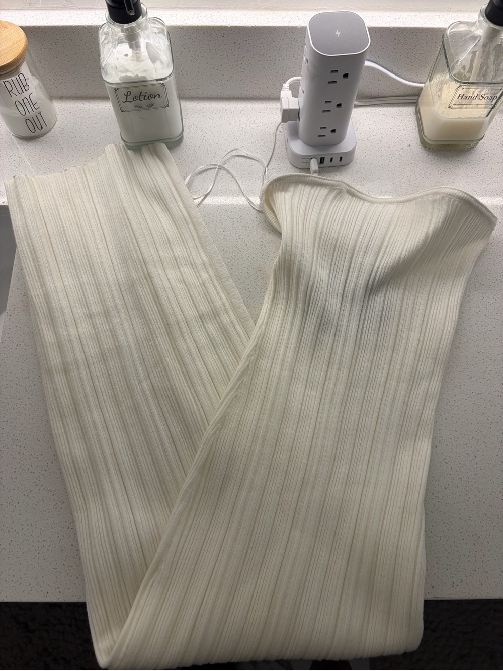 White Fox Boutique Creamy White Strapless Ribbed Knit Dress